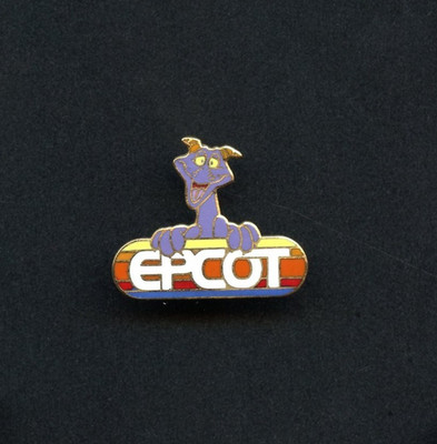 1983 Walt Disney World Figment Holding Rainbow Epcot Sign Vintage Pin