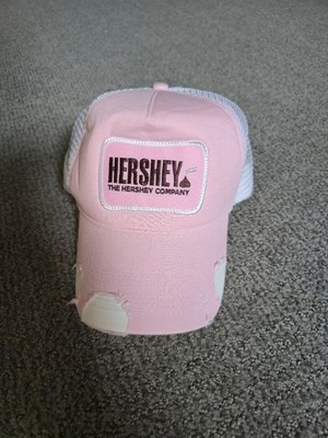 HERSHEY'S CHOCOLATE Mesh Snapback Trucker Hat Pink Distressed 