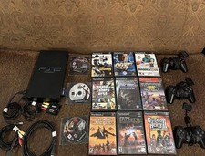 Sony PlayStation 2 Bundle, 3 Controllers, 12 Games , Cables adapter, Works Great