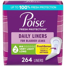 Poise Daily Liners: Very Light Absorbency, Long, 264 Count - Discreet Bladder Le