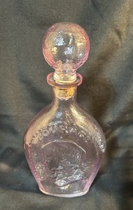 Lord Calvert ' Courage ' Tall Ships Liquor Decanter~Pink Glass 11”