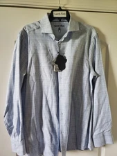 Luchiano Visconti Black Button Down 100% Organic Cotton Men's Medium Woven NWT 