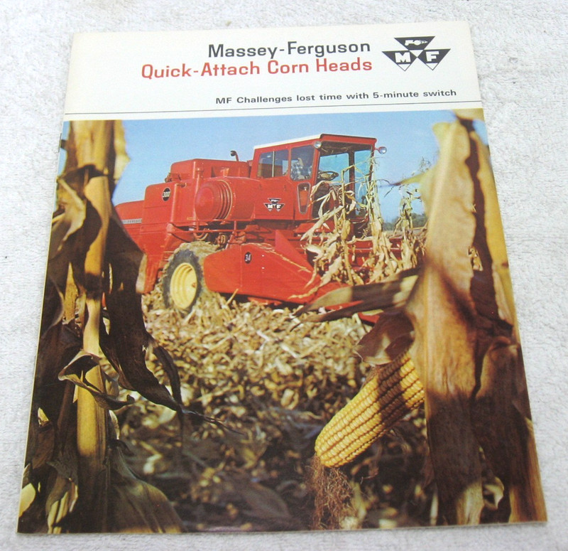 1968 MASSEY FERGUSON 510 410 COMBINE CORN HEAD BROCHURE FARM ADVERTISING