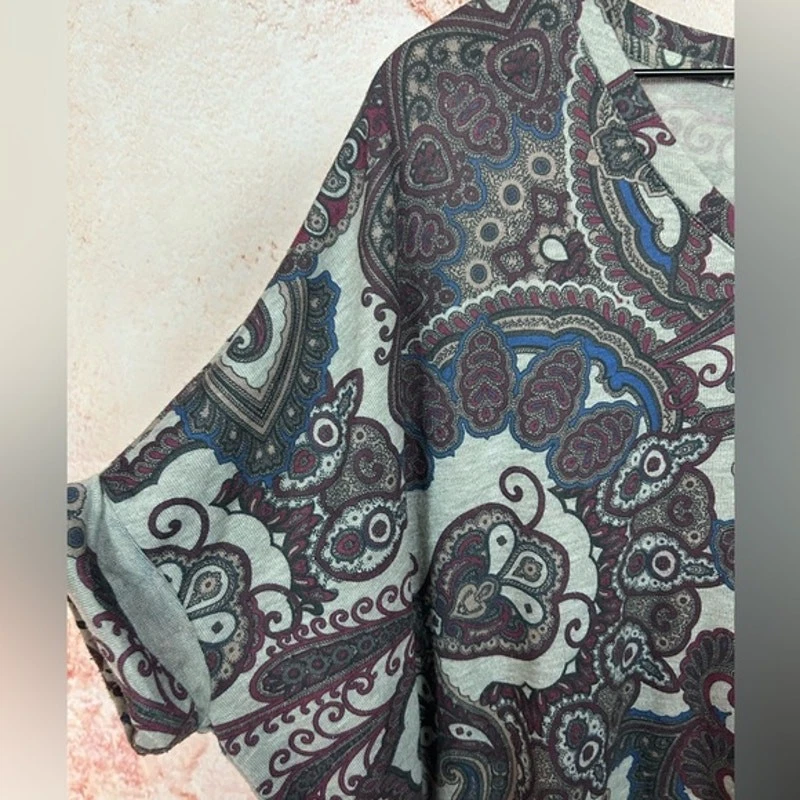 CHICO'S Poncho Artístico Túnica Top Talla Mediana Grande Pequeño Tejido Paisley Gran Tamaño Foto 2 de 4