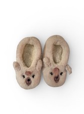 Fluffy Bear Face Slippers - One Size Fits All - Cozy Animal House Shoes