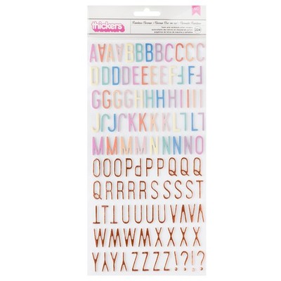 American Crafts Rainbow Avenue Thickers Stickers 224/Pkg-Rose Gold Alph - 3 Pack
