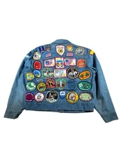 Vintage 1970s JcPenny Denim Jean Patch Jacket Medium Faded Patchwork Men’s