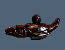 BOMA Canada Hand Carved Solid Wood Raven Trinket Box 9 Inch Brown