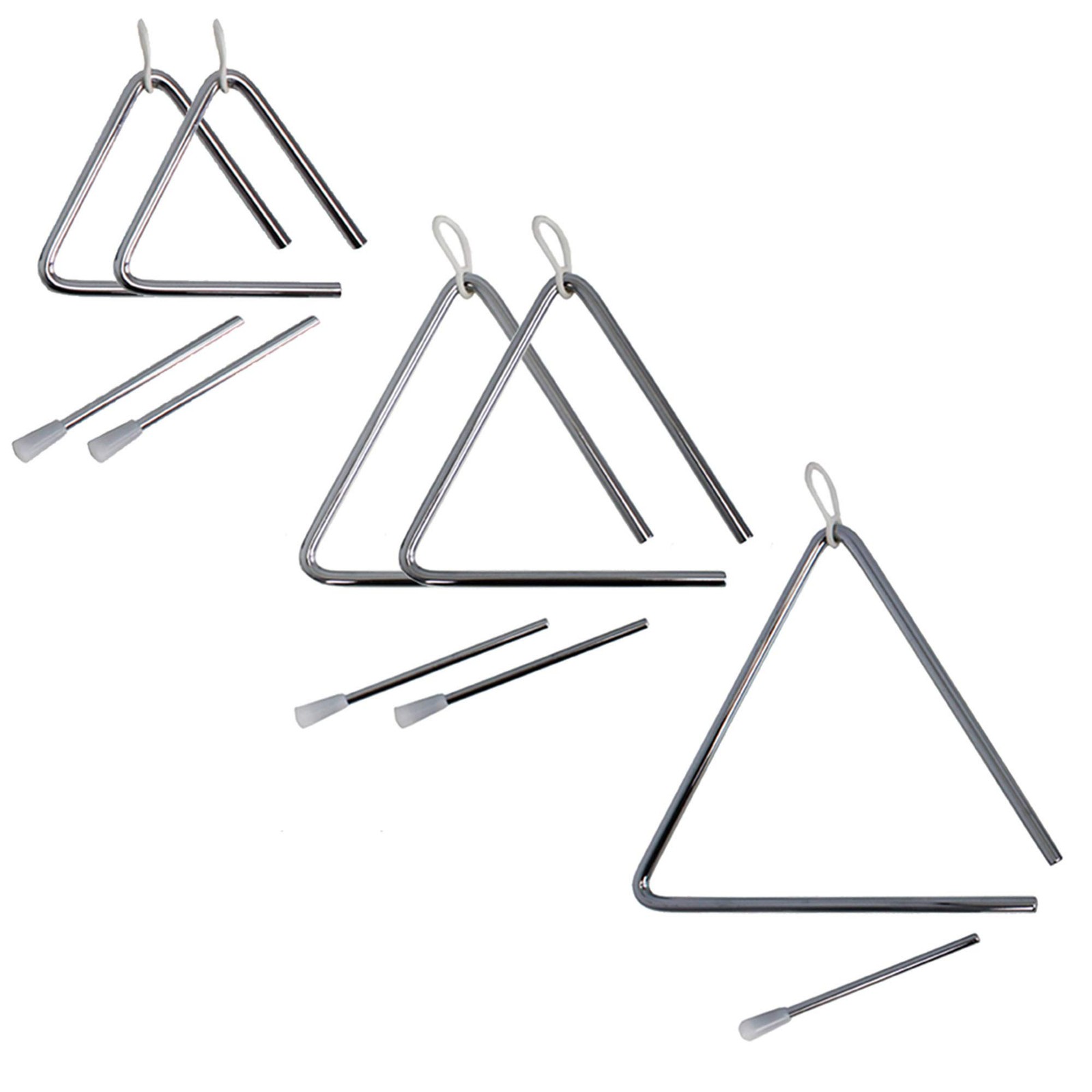Triangle musical en métal avec batte - Lot de 5 instruments de percussion traditionnels