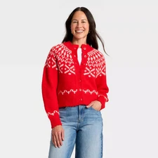 Women's Merriment Cardigan Sweater - Universal Thread Red L