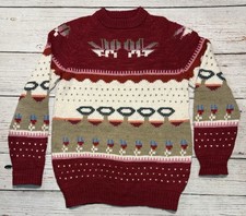Vtg Peruvian Tribal Handknit Wool Sweater Medium Measurements For Size