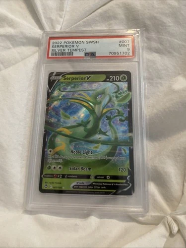 2022 Pokemon SWSH Silver Tempest Serperior V #007/195 PSA Gem Mint 9 English