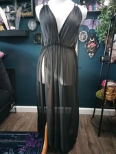 Sheer long black beach swim coverup
