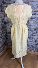 Vintage Women’s Pale Yellow Faux Button Sheath Dress Size UK 12