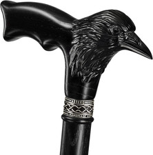 Handmade Wooden Carved Walking Cane for Men and Women - Raven - Stylish Walking