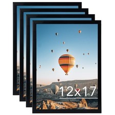 12x17 Black Picture Frame Set of 4, Horizontal and Vertical Formats for Wall ...