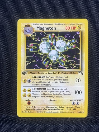 Pokémon Magneton 26/62 1st Edition Regular Rare Fossil Non-Holo Card