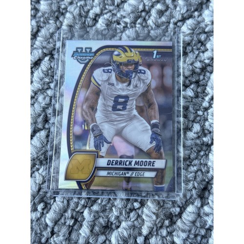 2024 Bowman Chrome University #59 Derrick Moore 1st Bowman Refractor Michigan