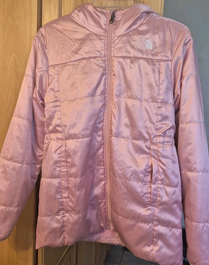 The North Face Pink Reversible Mossbud Parka Size TEEN GIRLS XL 14/16 Hooded EUC