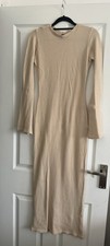 Pretty Little Thing Women Ling Knitted Beige Dress Medium Size