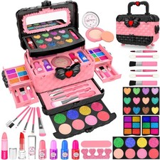 54 Pcs Kids Makeup Kit for Girls, Princess Real Washable Pretend Play Cosmeti...