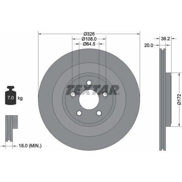 2X Textar 92178005 Bremsscheibe FüR Jaguar Daimler Xf Xj Xk S Type Super Eight-image
