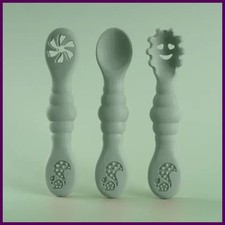 3PCS Silicone Spoon Fork For Baby Utensils Set Feeding Food Toddler Learn To Eat