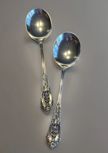 Rose Point Sterling Soup Spoon Set/2 by Wallace