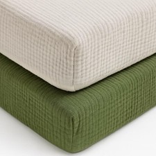 Muslin Fitted Crib Sheets for Girls Boys-2 Pack 28x 52 Soft Baby Mattress Sh...