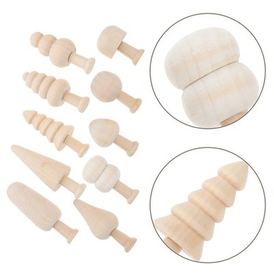 20 Pcs Holzbaumspielzeug Basteln Diy Graffiti Mini-Holzornamente