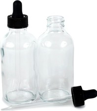Elegant 4 oz Clear Glass Bottles with Glass Droppers - Perfect for Oils 2 Pack