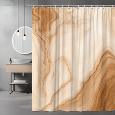 Abstract Marble Design Shower Curtain in Beige and Brown