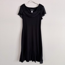 SL Fashions Vintage Black Formal Dress Sz 14 Evening Cocktail Cowl Neck Chiffon