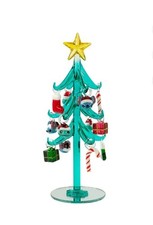 Disney Lilo  Stitch Miniature Glass Tabletop Christmas Tree 12 Ornaments