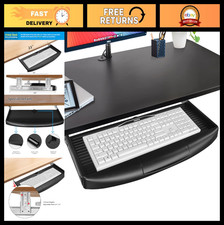 "Under Desk Keyboard Tray 22”x11” - Slide Out Pull-Out Shelf, Sturdy Black Drawe