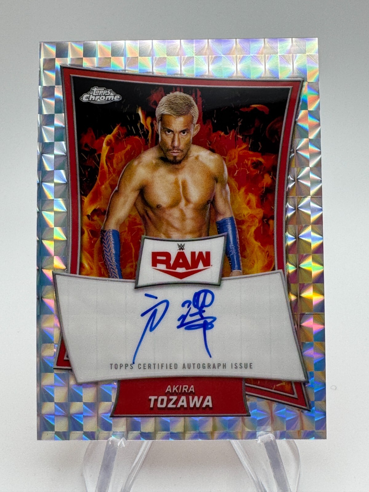 2025 Topps Chrome WWE AKIRA TOZAWA Geometric Red Brand Chrome Auto #RBAAKI