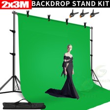 2*3M Backdrop Stand Kit +2*3M Green Screen Photography Background Support Studio