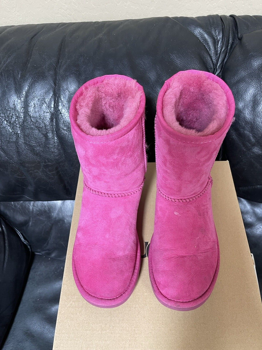 UGG Womens or Big Kids Hot Pink Fuchsia Short Boots Size 5 w/box