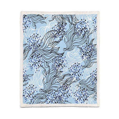 Great Blue White Water Plant 3D Warm Plush Fleece Blanket Picnic Sofa Couch - Foto 3 di 6
