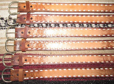 VTG Western C M Co Tooled Embossed Buckstitch Leather Belts 6 pc Size 20 NEW