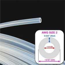 Tubo de espagueti TEFLÓN PTFE PARED DELGADA NATURAL AWG 2 (~1/4" ID) *Vendido por metro*