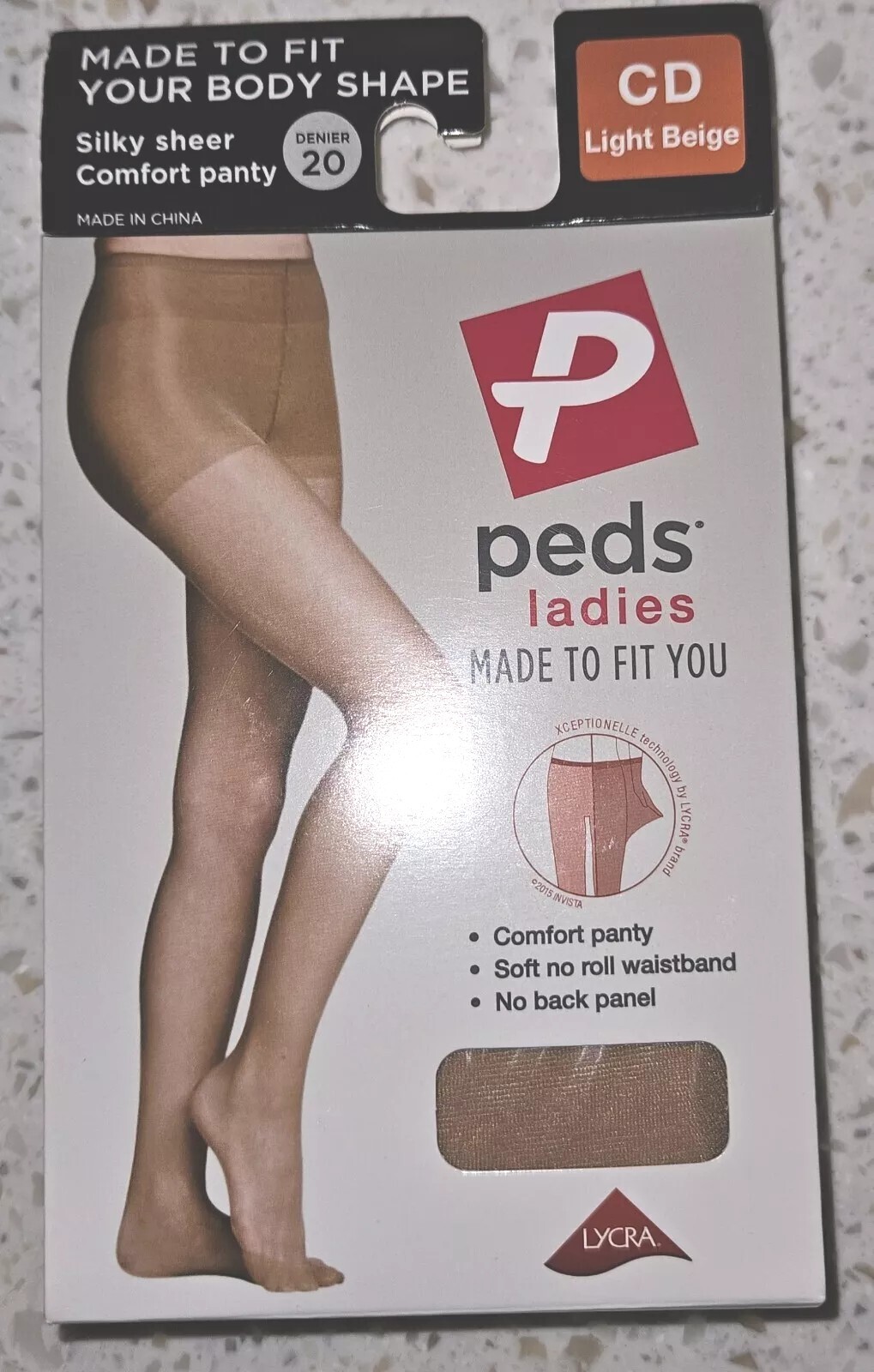 1 Pr Peds Ladies Silky Sheer Comfort Panty Control Top Pantyhose CD Light Beige