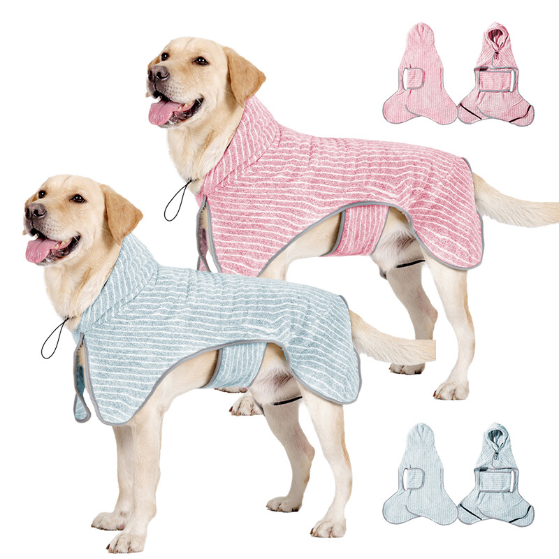 Pet Bath Towel Medium Large Dog Striped Absorbent Bath Towel Dog