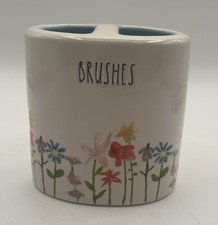 Rae Dunn Artisan Collection Ceramic Floral Brush Makeup Brush Toothbrush Holder
