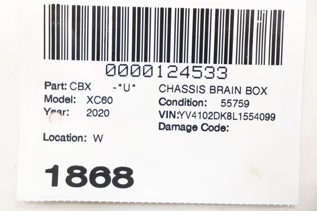 2018 - 2020 VOLVO XC60 TELEMATICS COMPUTER CONTROL MODULE