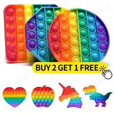 Pop Push Fidget Toy Bubble Sensory Stress Relief Kids Family Games Square Game