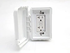 Leviton R92-GFWT2-0KW Carlon E381DW Taymac MM110W T-Box with GFCI Duplex Outlet