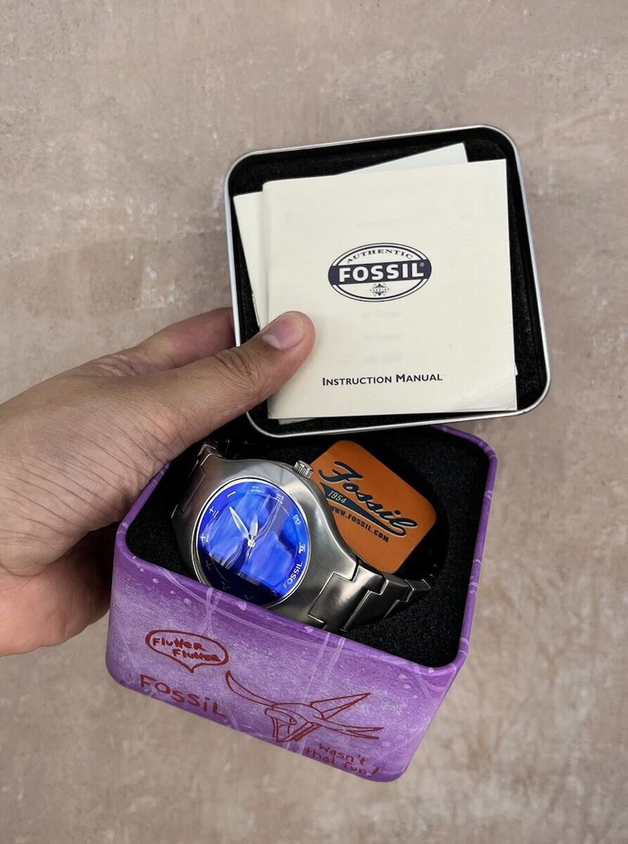 RARE y2k FOSSIL Big Tic JR-7978 Blue Kanji Animated Watch RARE y2k FOSSIL Big Tic JR-7978 Blue Kanji Animated Watch