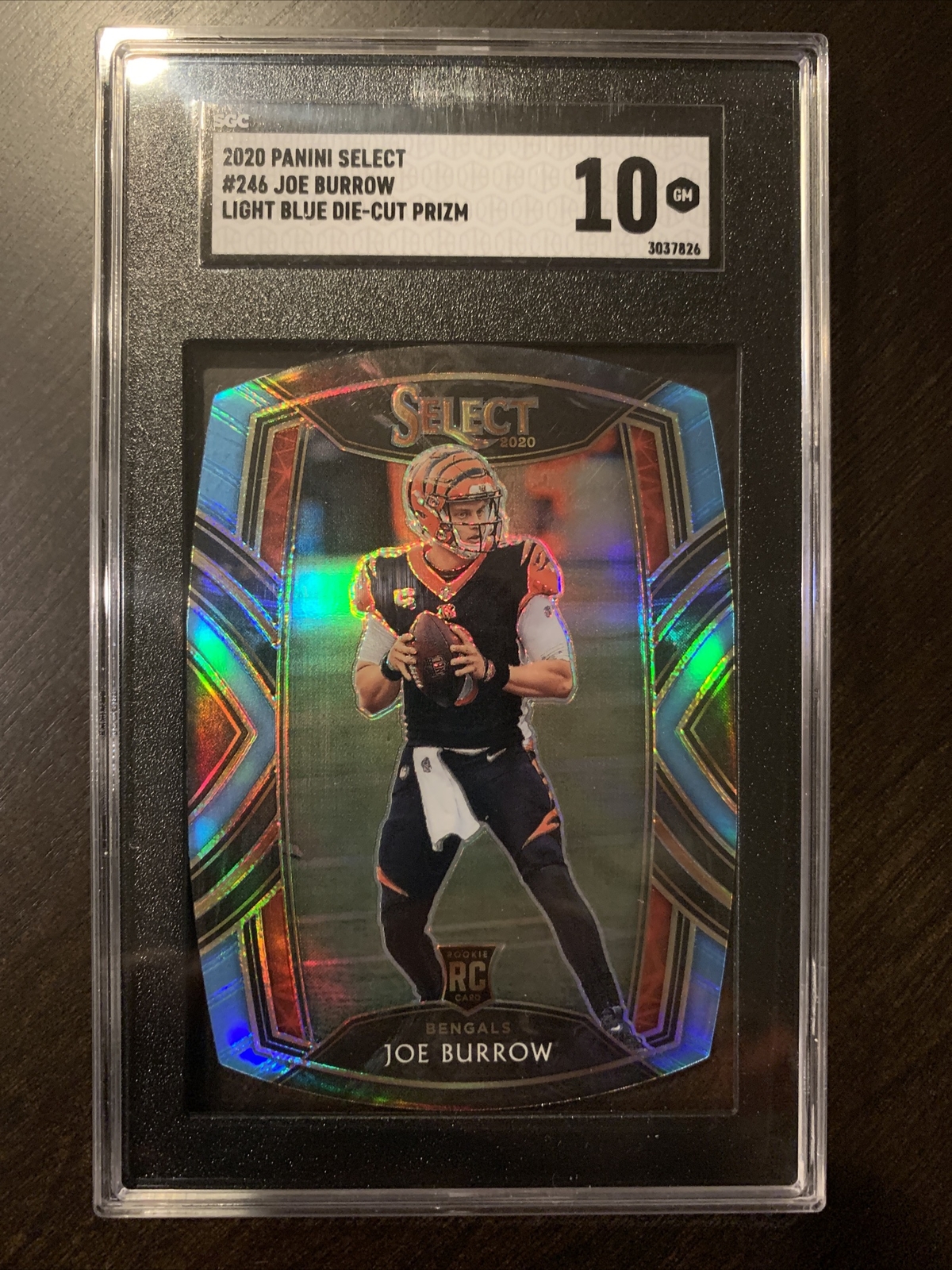 🚀📈2020 Panini Select #246 Die-Cut Light Blue Prizm JOE BURROW RC SGC 10