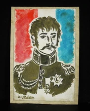 Louis Malteste Watercolour Original Portrait Of Military IN Uniform Towards 1900